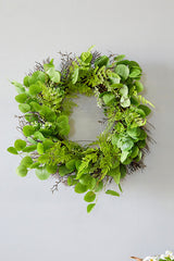 22 InchEucalyptus Fern Wreath Decorative Artificial Greenery Door Wall Wreath