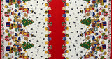 Festive Friends Polyester Fabric - Off-White Christmas Character Print, 59" Width (1 Yard)