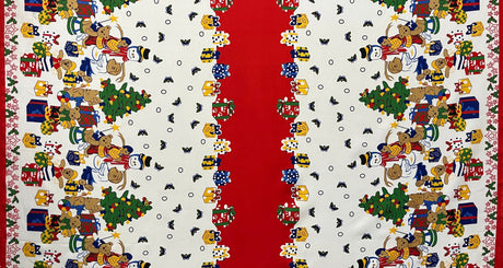 Festive Friends Polyester Fabric - Off-White Christmas Character Print, 59" Width (1 Yard)