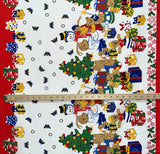 Festive Friends Polyester Fabric - Off-White Christmas Character Print, 59" Width (1 Yard)