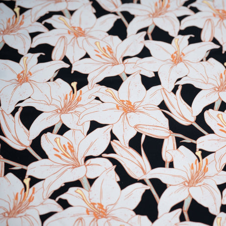 Printed Spandex Fabric White Lilies