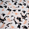 Field Of White Lilies Nylon Spandex Fabric - White Lilies Print, 55/56" Width (1 Yard)