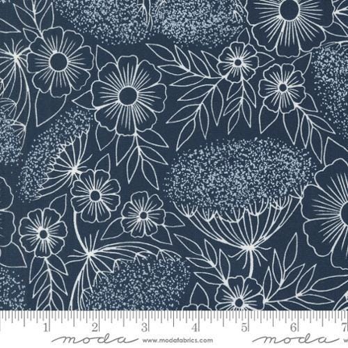 Quilting Cotton Field Of Flowers Navy Floral Moda