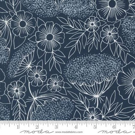 Quilting Cotton Field Of Flowers Navy Floral Moda