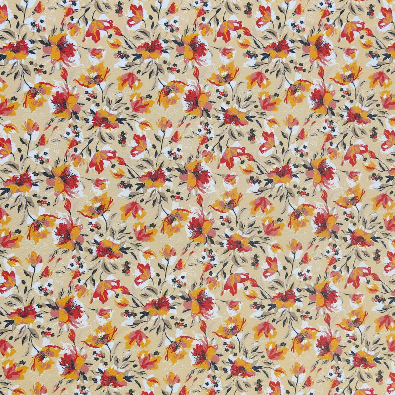 Swim Knit Poly Spandex Fiery Floral 4-Way Stretch