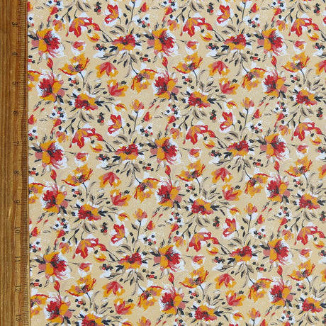 Swim Knit Poly Spandex Fiery Floral 4-Way Stretch