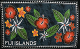 Fiji Islands Tropical Flowers Banana Leaf Polyester Fabric - Royal Blue Tropical Flowers, Banana Leaf Print, 72" L x 45" W (1 Piece)