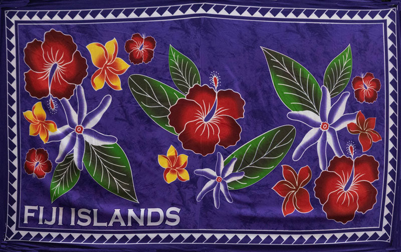Polyester Sarong Fiji Islands Tropical Flowers Banana Leaf