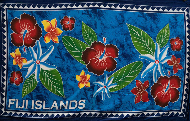 Polyester Sarong Fiji Islands Tropical Flowers Banana Leaf