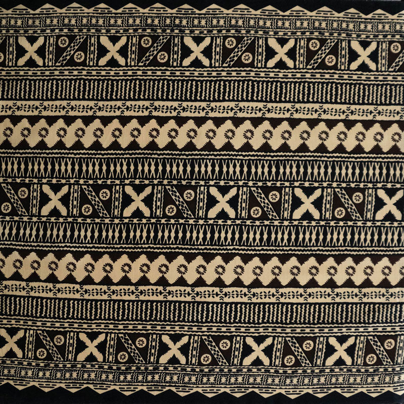 Fijian Geometric Design Cotton Light Barkcloth Fabric - Dark Brown, Brown, 45" Width (1 Yard)