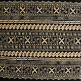 Fijian Geometric Design Cotton Light Barkcloth Fabric - Dark Brown, Brown, 45" Width (1 Yard)