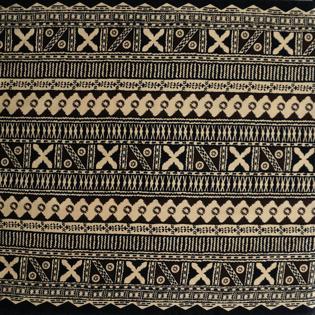 Fijian Geometric Design Cotton Light Barkcloth Fabric - Dark Brown, Brown, 45" Width (1 Yard)