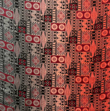 Fijian Tapa Barkcloth Cotton Fabric - Multicolored Ombre Tribal Print, 45" Width (1 Yard)
