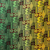 Fijian Tapa Barkcloth Cotton Fabric - Multicolored Ombre Tribal Print, 45" Width (1 Yard)