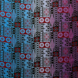 Fijian Tapa Barkcloth Cotton Fabric - Multicolored Ombre Island Print, 45" Width (1 Yard)