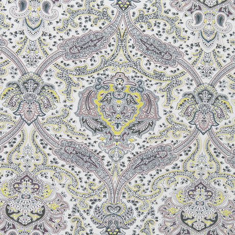 Swim Knit Nylon Spandex Filigree Paisley on Cream