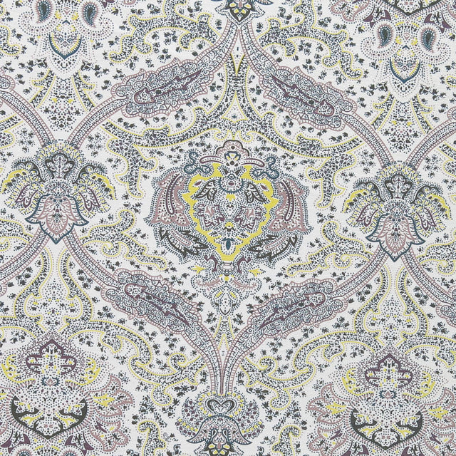 Swim Knit Nylon Spandex Filigree Paisley on Cream