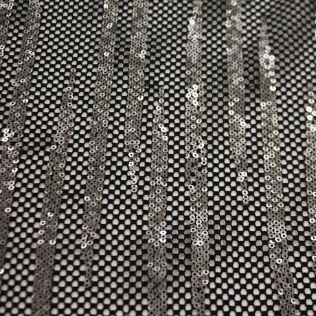 Flair Stretch Netting Sequin Fabric - Embroidered Sequin Nylon Spandex Fabric, Black/Turquoise, 52/54" Cut Width, 50" Usable Width (1 Yard)