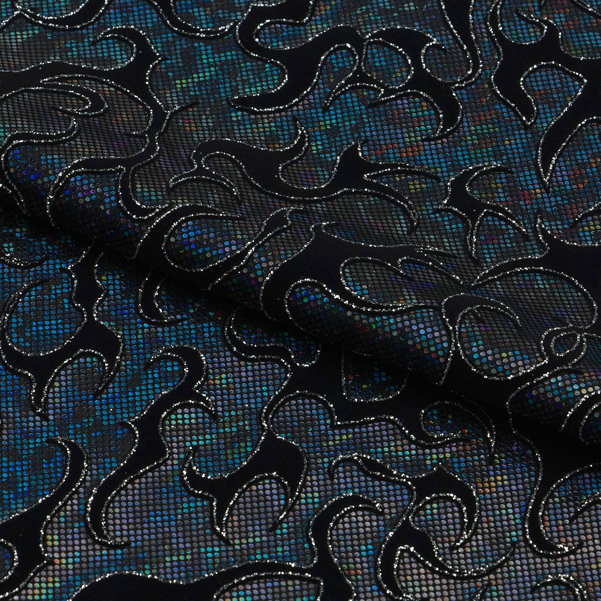 Flame Flocked Hologram Spandex Fabric