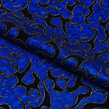 Flame Flocked Hologram Spandex Fabric - Royal Flame Pattern, 56/58" Width (1 Yard)