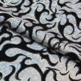 Flame Flocked Hologram Spandex Fabric - Royal Flame Pattern, 56/58" Width (1 Yard)