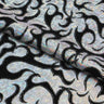 Flame Flocked Hologram Spandex Fabric - Royal Flame Pattern, 56/58" Width (1 Yard)