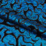 Flame Flocked Hologram Spandex Fabric - Royal, Flame Pattern, 56/58" Width (1 Yard)