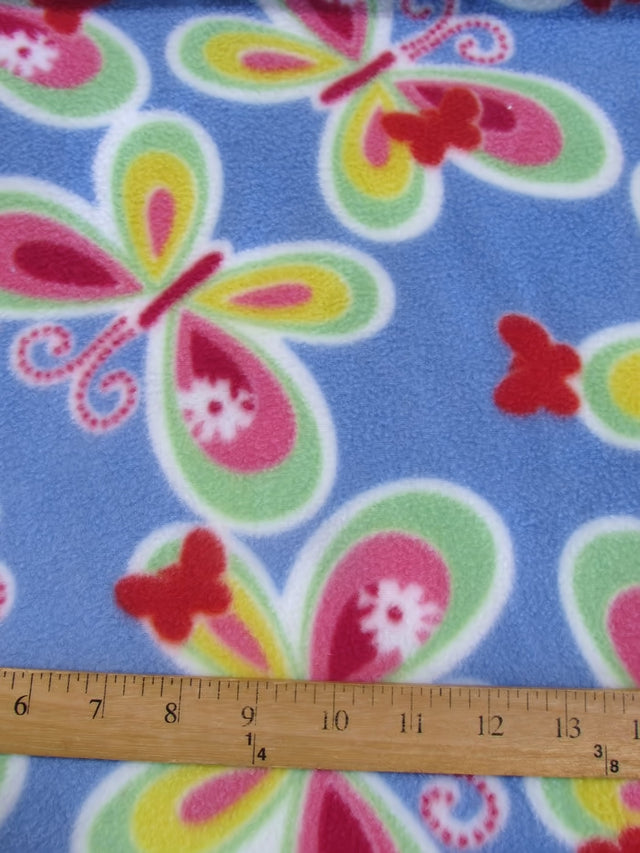 Summer Butterflies Aqua Printed Fleece Fabric