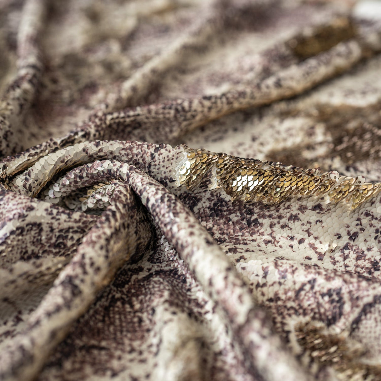 Flip Sequin Spandex Golden Anaconda Print