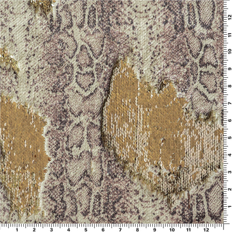 Flip Sequin Spandex Golden Anaconda Print