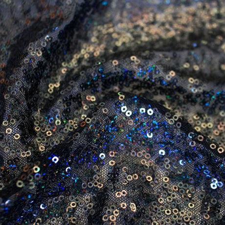 Flirt Stretch Mesh Sequin Fabric - All-Over Embroidered Cluster Sequins, 58/60" Width, 93% Polyester 7% Spandex (1 Yard)