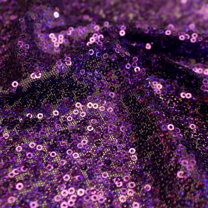 Flirt Stretch Mesh Sequin Fabric - All-Over Embroidered Cluster Sequins, 58/60" Width, 93% Polyester 7% Spandex (1 Yard)