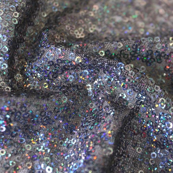 Flirt Stretch Mesh Sequin Fabric - All-Over Embroidered Cluster Sequins, 58/60" Width (1 Yard)
