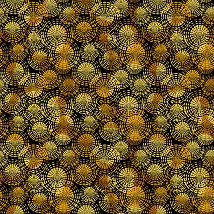 Cotton Print Yellow Circle Stitch Fabric 44/45"