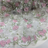Corded Floral Lace Fabric - Scalloped Edges, 53" Width (1 Yard)