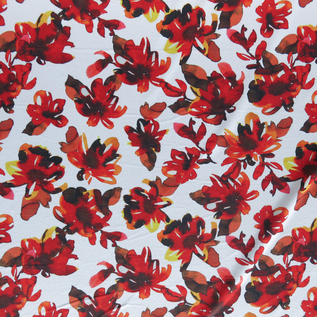 Poly Spandex Brushed Jersey Knit Fabric Floral Flames