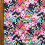 Swim Knit Nylon Spandex Zig Zag Floral