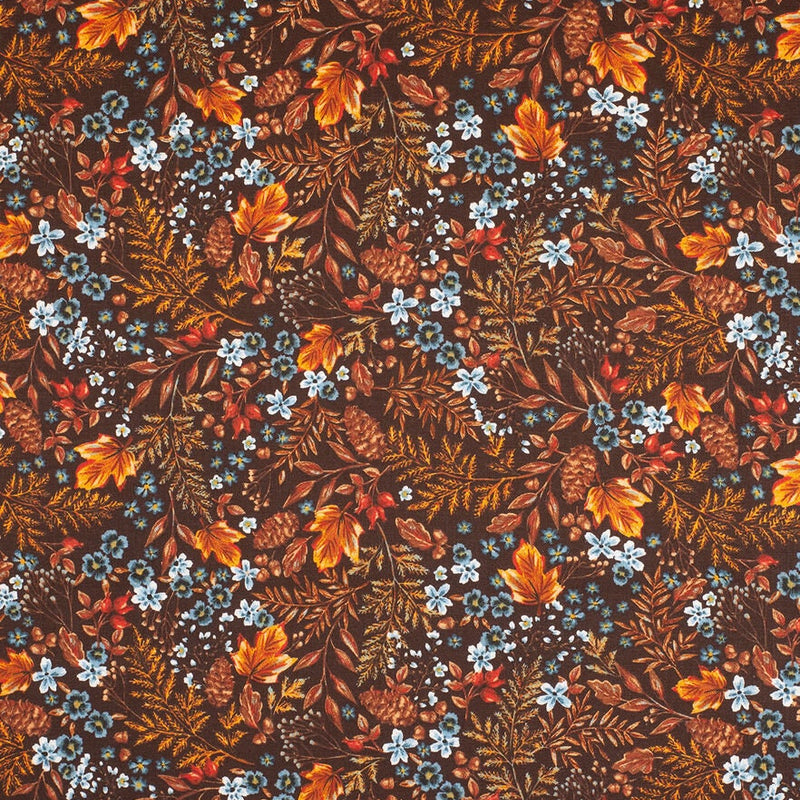 Quilting Cotton Floral Harvest Brown Fall Theme