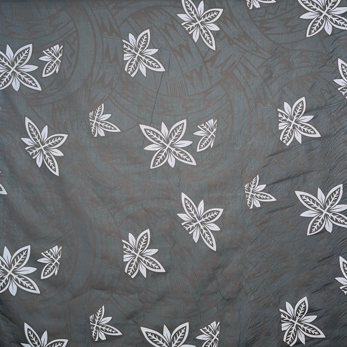 Floral Traditional Polynesian Tattoo Background Poly Cotton Fabric - Multicolor Floral Tribal Print, 45" Width (1 Yard)