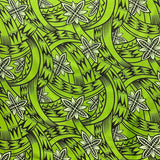 Floral Traditional Polynesian Tattoo Background Poly Cotton Fabric - White, 45" Width (1 Yard)