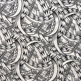 Floral Traditional Polynesian Tattoo Background Poly Cotton Fabric - Multicolor Floral Tribal Print, 45" Width (1 Yard)