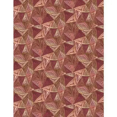 Cotton Floralscape Geometric Red Fabric 44/45"