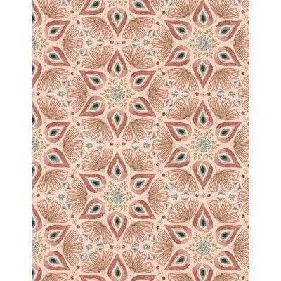 Cotton Fabric Floralscape Medallions Pink 44/45"