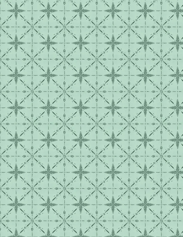 Cotton Fabric Floralscape Star Grid Teal 44/45"