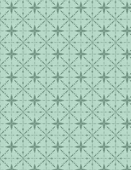 Cotton Fabric Floralscape Star Grid Teal 44/45"
