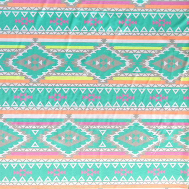Swim Knit Nylon Spandex Fluorescent Aztec 30" Remnant