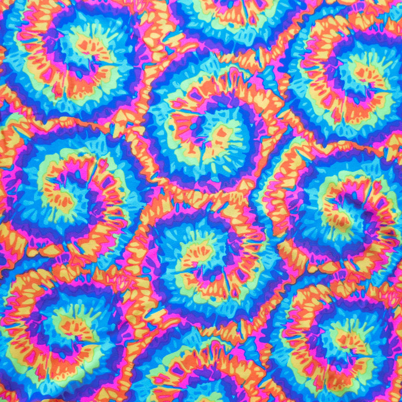 Poly Spandex Swimsuit Fabric Fluorescent Tie Dye Pinwheels