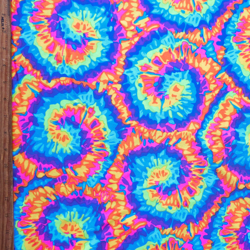 Poly Spandex Swimsuit Fabric Fluorescent Tie Dye Pinwheels