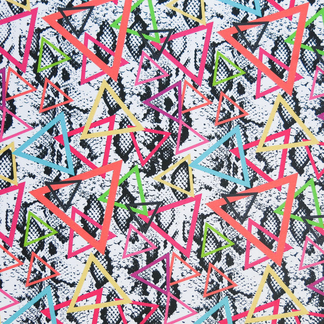 Swim Knit Poly Spandex Fluorescent Triangles Animal Print