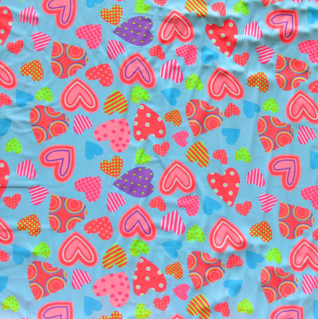 Swim Knit Nylon Spandex Fluorescent Hearts